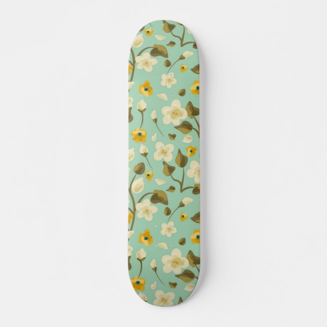 Skateboard Patrón de flores (Anverso )
