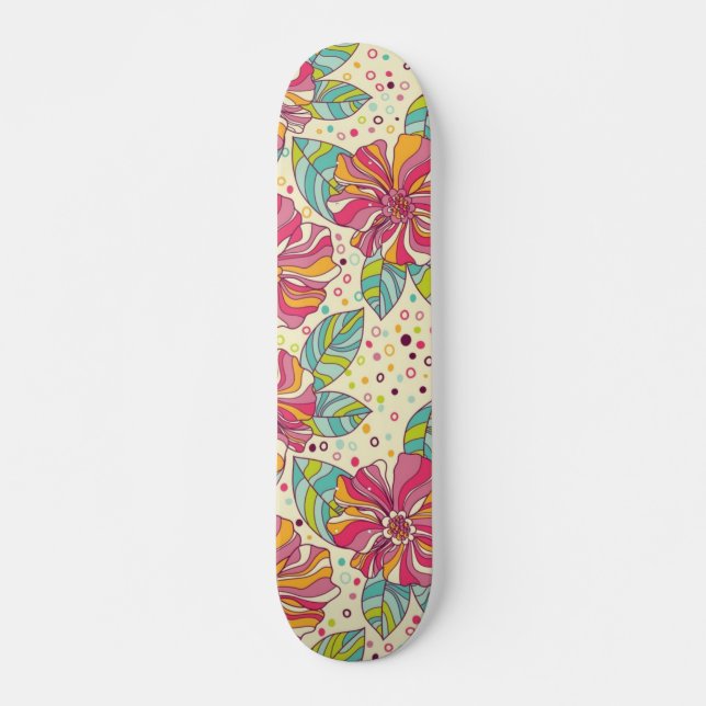 Skateboard Patrón de flores (Anverso )