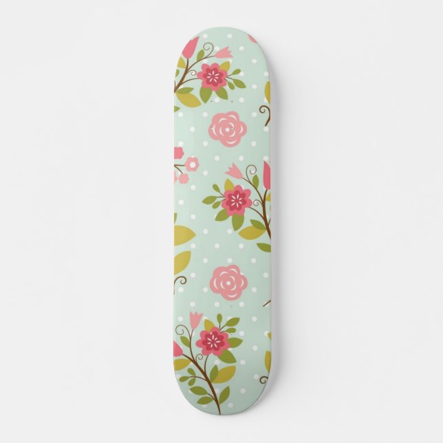 Skateboard Patrón de flores (Anverso )