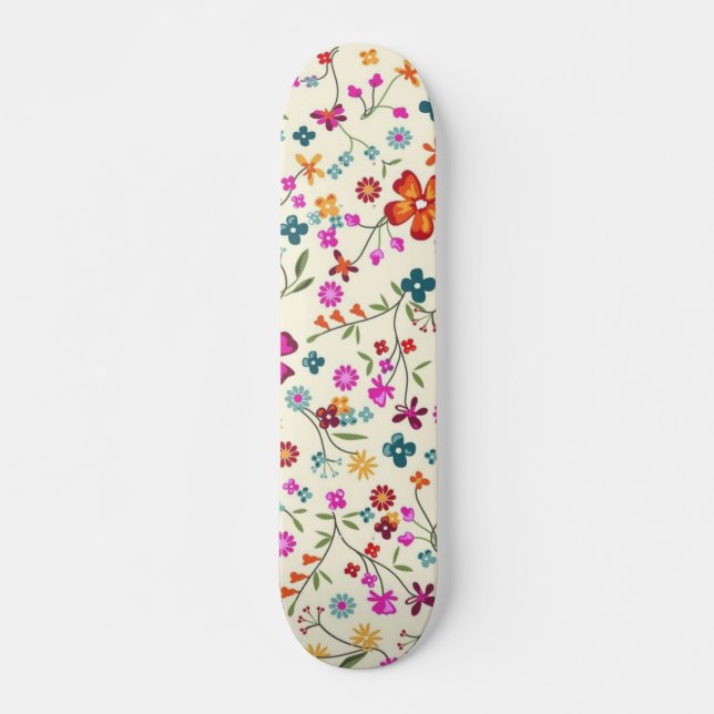 Skateboard Patrón de flores (Anverso )