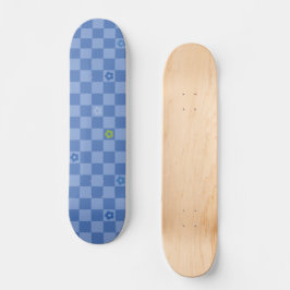 Skateboard Patrón de flores a cuadros nº 01 - azul claro