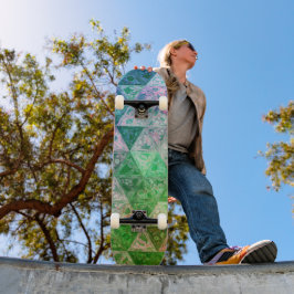 Skateboard Patrón de flores azul y verde