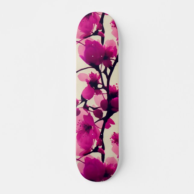 Skateboard Patrón de flores de cerezo dulce (Anverso )