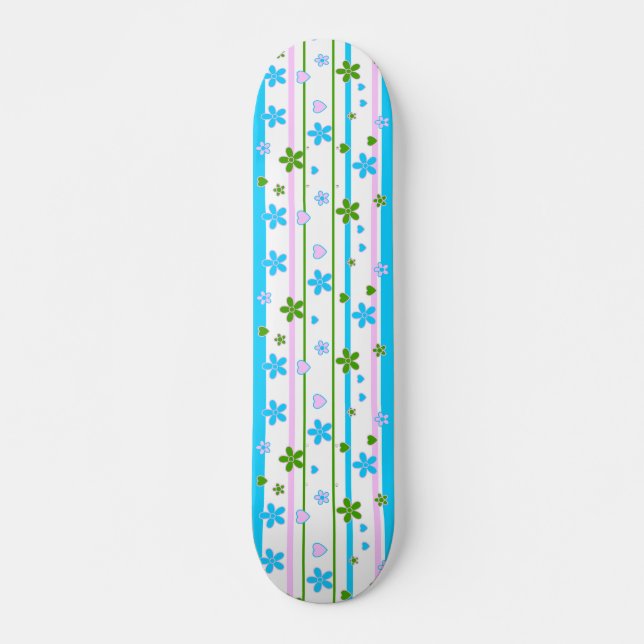 Skateboard Patrón de flores de primavera (Anverso )