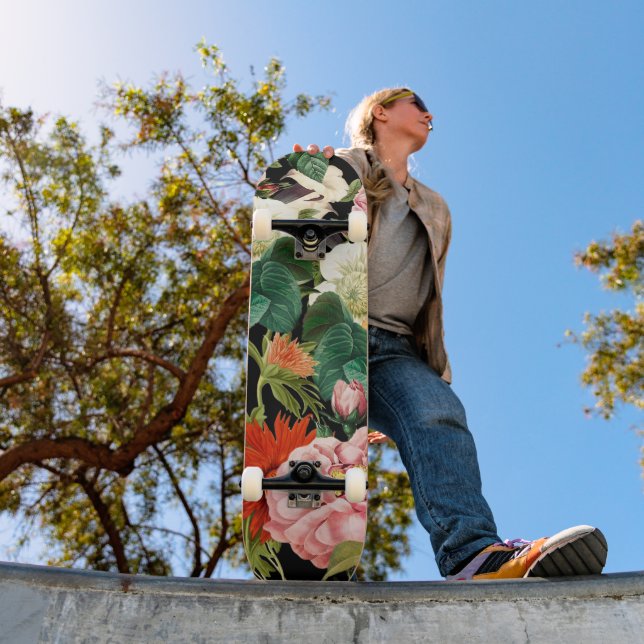 Skateboard patrón de flores de verano (Exterior 1)