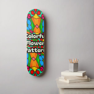 Skateboard Patrón de flores estéticas