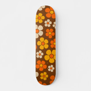 Skateboard Patrón de flores estilo retro de los años 60