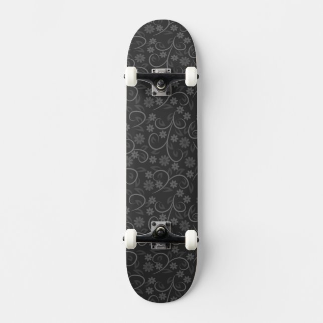 Skateboard Patrón de flores grises lindas (Anverso)