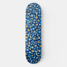 Skateboard Patrón de flores pequeñas azules