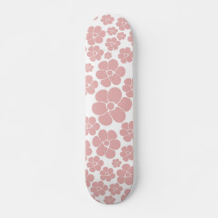 Skateboard Patrón de flores - rosa y blanco