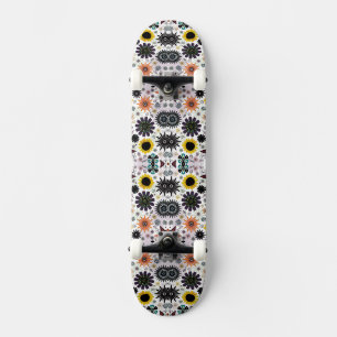 Skateboard Patrón de flores sin fisuras vintage lindo