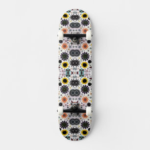 Skateboard Patrón de flores sin soldadura cutáneo