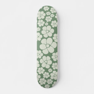 Skateboard Patrón de flores - Verde