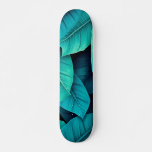 Skateboard Patrón de follaje de plátano verde acuarela