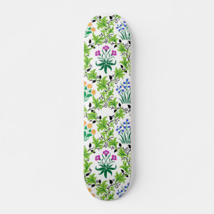 Skateboard Patrón de fondo verde floral-15232