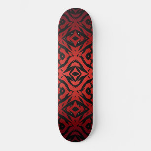 Skateboard Patrón de formas tribales rojas y negras