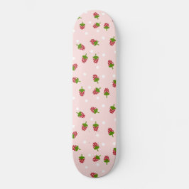 Skateboard Patrón de fresa rosa lindo Girly Kawaii