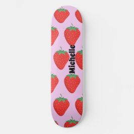 Skateboard Patrón de fresa rosa y roja de moda personalizado