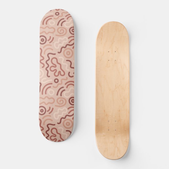Skateboard Patrón de garabato de fiesta abstracto (Anverso )