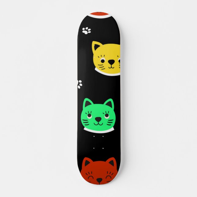 Skateboard Patrón de gato (Anverso )