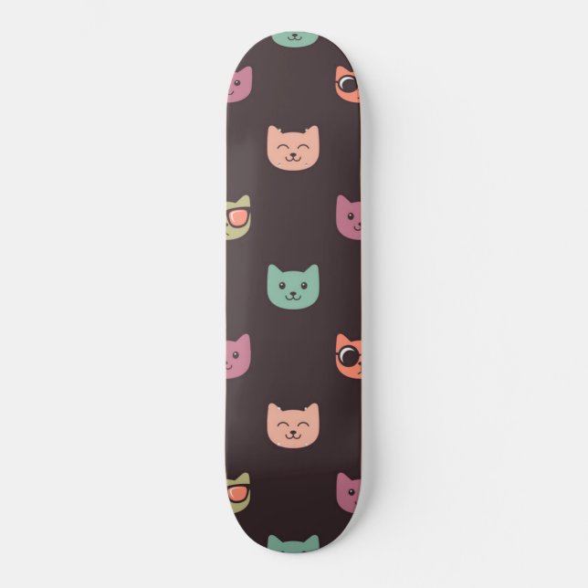 Skateboard Patrón de gato (Anverso)