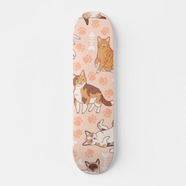 Skateboard Patrón de gato (Anverso )