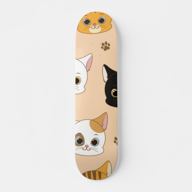 Skateboard Patrón de gato (Anverso )