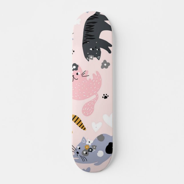Skateboard Patrón de gato (Anverso )