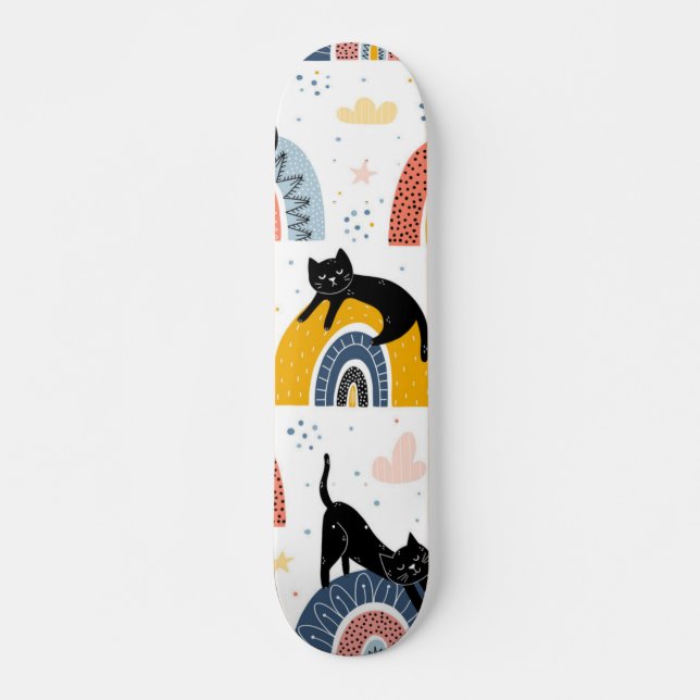 Skateboard Patrón de gato (Anverso )