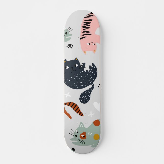 Skateboard Patrón de gato (Anverso )