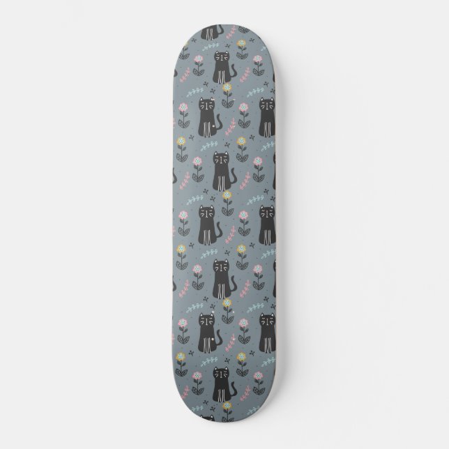 Skateboard Patrón de gato (Anverso)
