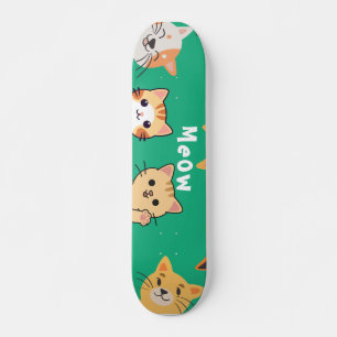 Skateboard Patrón de gatos kawaii lindos que se asoman