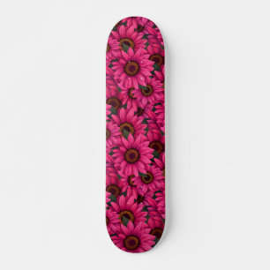 Skateboard Patrón de girasol rosa negrita
