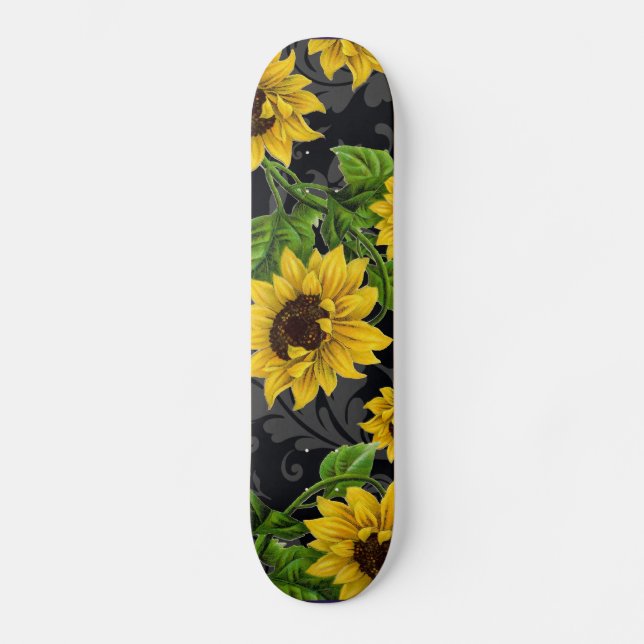 Skateboard Patrón de girasol vintado (Anverso)