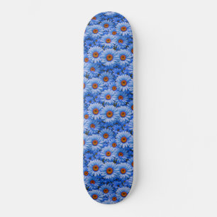 Skateboard Patrón de girasoles azules y margaritas azules flo