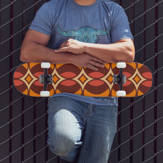 Skateboard Patrón de globo geométrico retro 70 Otoño (Exterior 3)