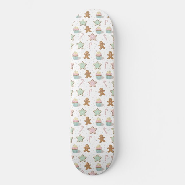 Skateboard Patrón de golosinas de panadería de Navidad (Anverso)