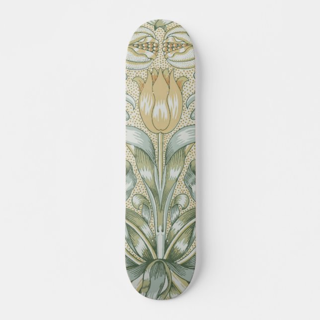 Skateboard Patrón de granada antiguo Lily de William Morris (Anverso )