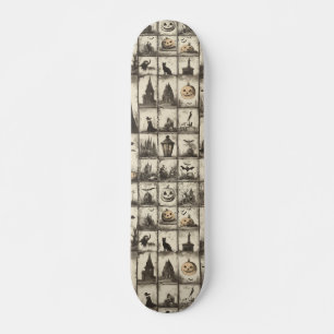 Skateboard Patrón de Halloween de estilo vintage con color se