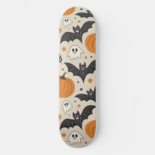 Skateboard Patrón de Halloween y otoño (Anverso)