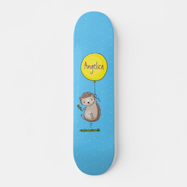 Skateboard Patrón de hedgehog y personalizado de globos (Anverso )