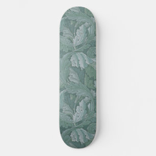Skateboard Patrón de hoja de acanto azul turquesa de William 