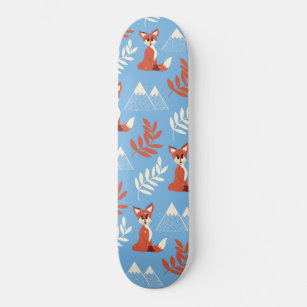 Skateboard Patrón de hoja de Naranja de invierno lindo Fox Mo