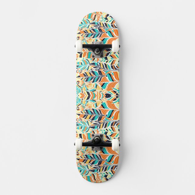 Skateboard Patrón de hojas boho colorido lindo (Anverso)