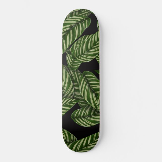 Skateboard Patrón de hojas tropicales (Anverso)