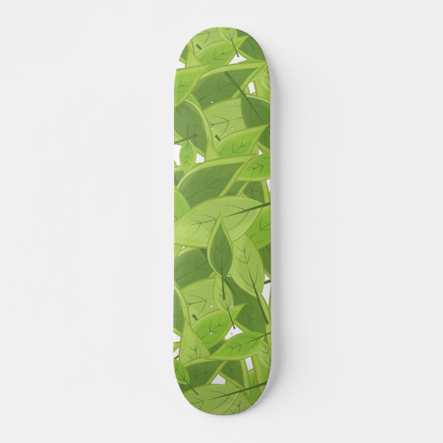 Skateboard Patrón de hojas verdes (Anverso )