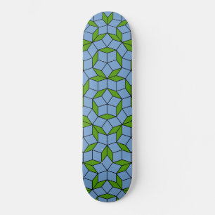 Skateboard Patrón de hombus penrose verde y azul