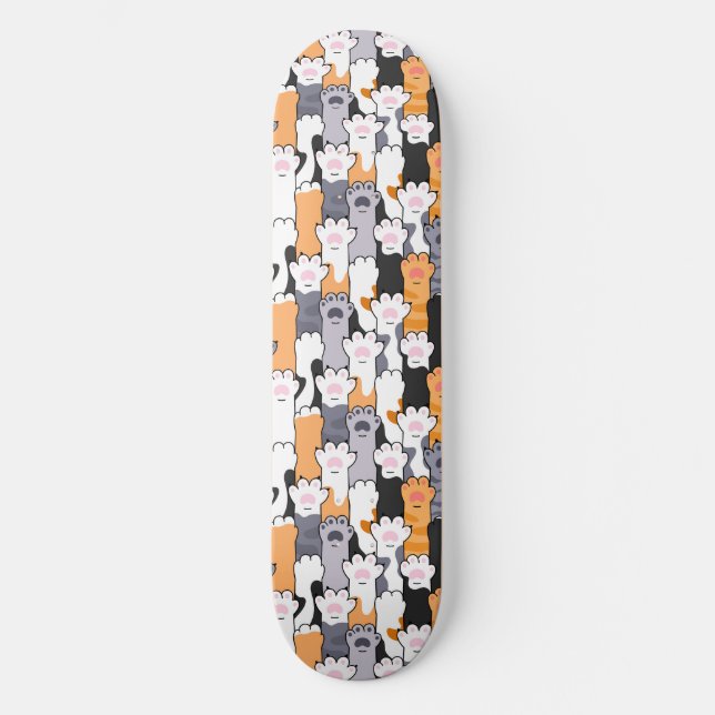 Skateboard Patrón de Huellas de Gato (Anverso)
