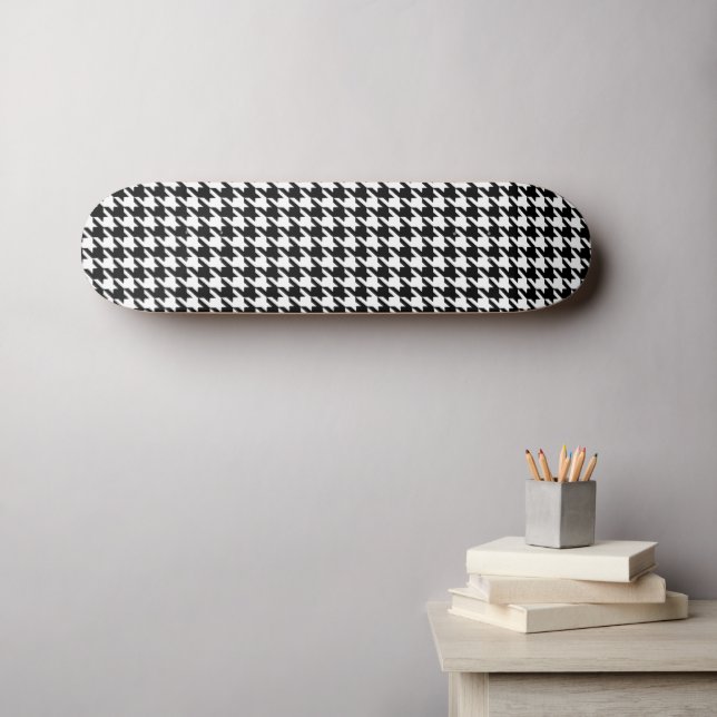 Skateboard patrón de hundstina en blanco y negro (Arte de pared (horz))