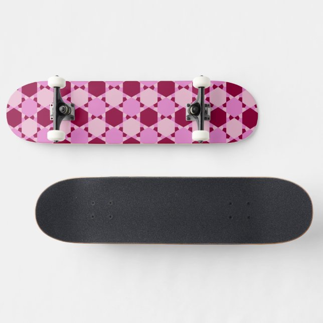 Skateboard Patrón de ilusión óptica del triángulo rosado gira (Horz)